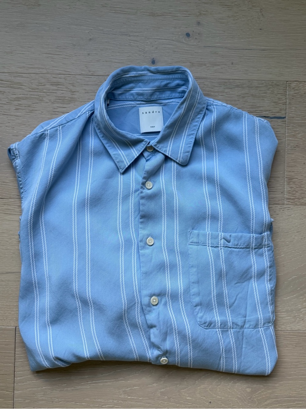 Sandro Paris Blue & White Striped Button-Down Shirt – XL